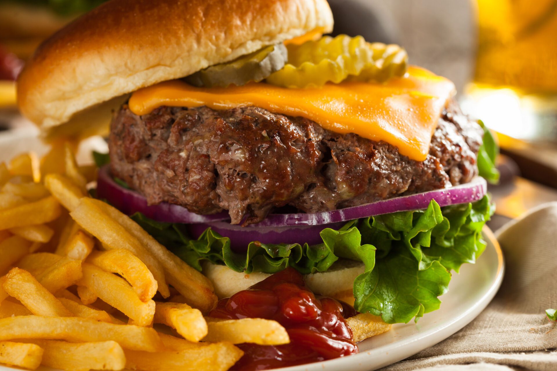 Grass Fed Bison Hamburger Grass Fed Bison Hamburger with Lettuce and Cheese